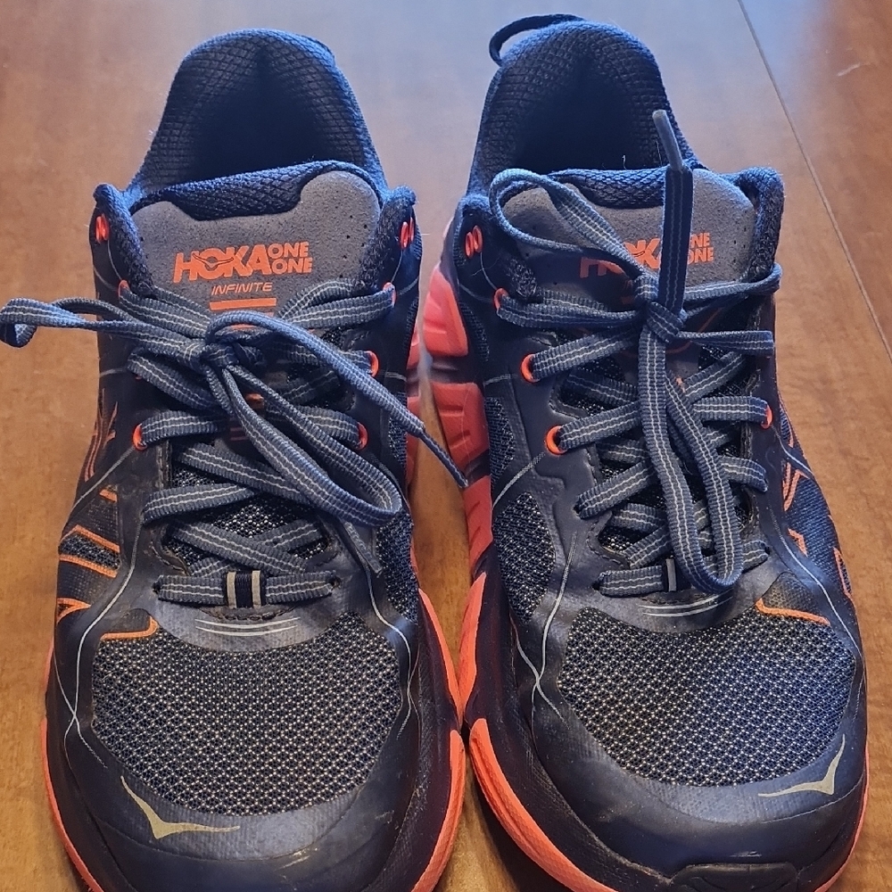 Hoka One One Blue and Orange Athletic Shoes with Cushioned Sole